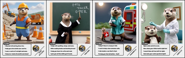 Montage image of four jobs: Road Builder, Teacher, Paramedic and a Dentist.