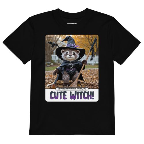 kids-organic-cotton-mini-creator-2.0-t-shirt-black-front-6ad1103fca016.jpg Oz Otter - Cute Witch | Organic cotton kids t-shirt